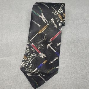 Home Improvement Men's Black "Tooling Around" Tool Pattern Tie